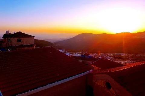 Sunset over the Mountains Stock Photos