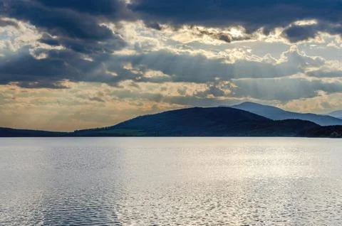 Sunset over mountains Foto stock
