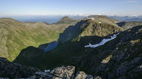 Sunset over the mountains with shadows Stock Footage 147435288