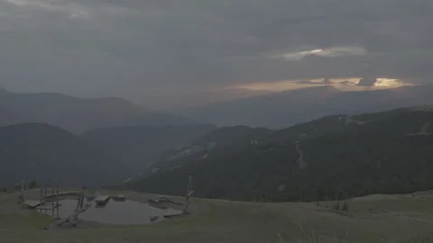 Sunset Over the Mountains of South Tyrol, Italy Stock Footage 344008846