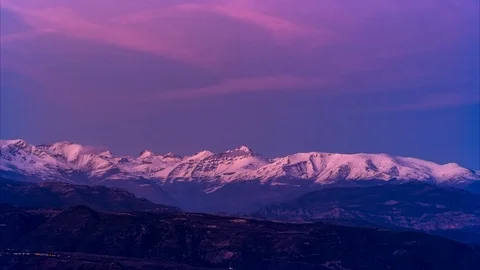 Sunset over mountains time lapse Stock Footage 123985747