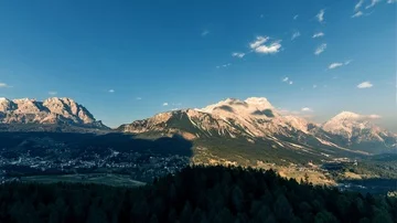 Sunset over Mountains timelapse. Dolomites Alps, Italy Cortina D'Ampezzo Stock Footage 85552591