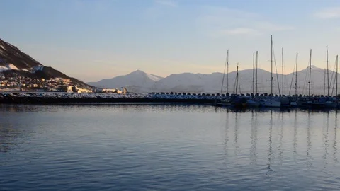 Sunset over mountains in Tromsø Stock Footage 88894948