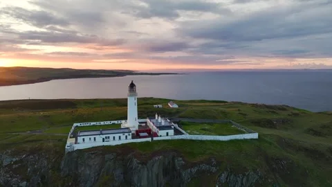 Sunset over Mull of Galloway Lighthouse, Stranraer, Mainland Scotland, UK 動画素材 244817037