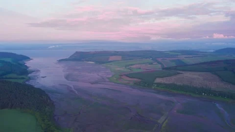 Sunset over Munlochy Bay from Munloch Bay, Highland, East Coast of Scotland Stock Footage 199039672