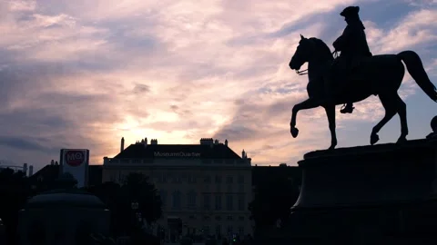 Sunset over Museumsquartier in Vienna Stock Footage 146454458
