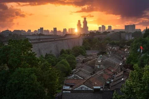 Sunset over Nanjing Stock Photos