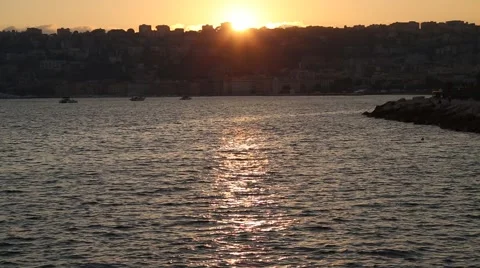 Sunset Over Naples, Italy Stock Footage 46052034