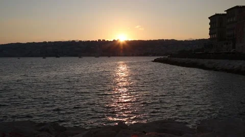 Sunset Over Naples, Italy Stock Footage 46052106