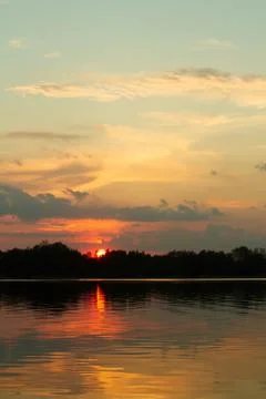 Sunset over the Narew river Stock Photos