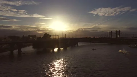 Sunset over the Neva River in St. Petersburg Stock Footage 139853370