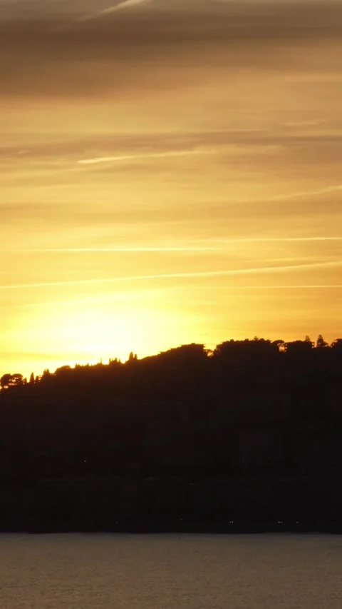 Sunset Over Nice Coastline Silhouette. (42 chars) Stock Footage 329847279