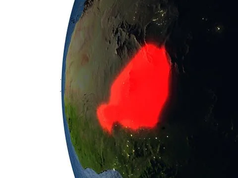 Sunset over Niger from space Stock Illustration