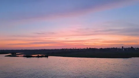 Sunset Over the Nile River in Egypt. Stock Footage 302573837