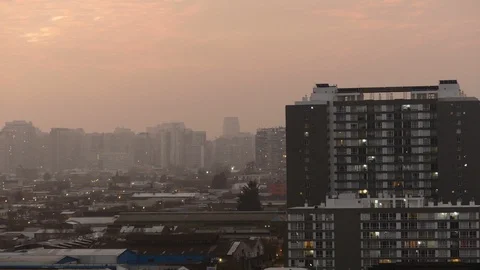 Sunset over Nunoa district Stock Footage 94288905