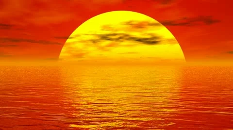 Sunset over ocean - 3D render Video stock 18114729