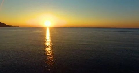 Sunset Over the Ocean, 4k Drone Shot Stock Footage 149153810