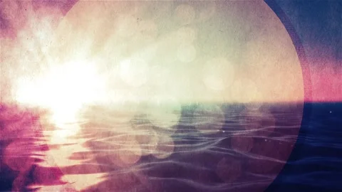 Sunset Over An Ocean With Abstract Pink Blue Gradient Motion Background Stock Footage 143131280