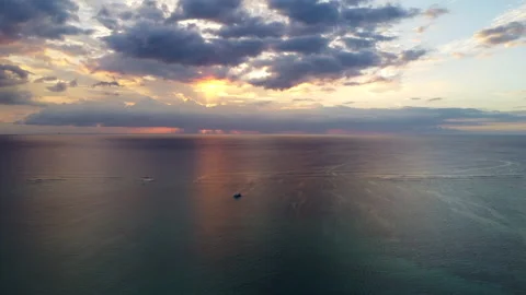 Sunset over Ocean - Aerial drone shot Stock Footage 253115595