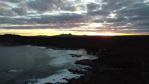 Sunset over Ocean and Bay at Fitzgerald River, Drone View Stockbeeldmateriaal 337469895
