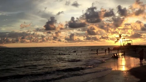 Sunset over ocean and la palapa Stock Footage 81182837