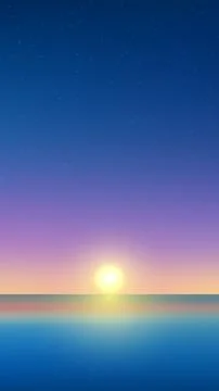 Sunset over ocean background with starry night and gradient sky vector illu.. Stock Illustration