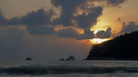 Sunset over the ocean bay. Stock Footage 121003233