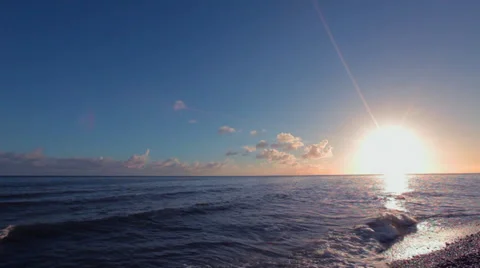 Sunset over Ocean At Beach Of Rügen Island Stock Footage 37208441