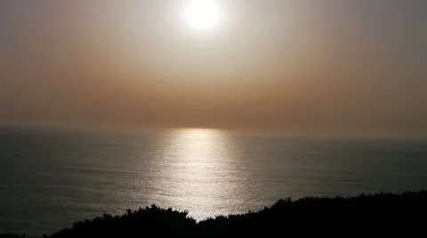 Sunset over ocean at The Cabo da Roca. The most western point in Europe Stock Footage 10861199