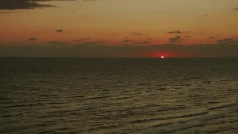 Sunset Over the Ocean, Colored with Green Deep Blacks Video stock 80437485