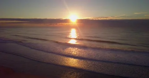 Sunset Over the Ocean Drone Footage Stock Footage 201649757