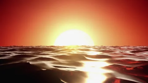 Sunset over ocean with glowing sun from low-angle pov Vídeos de archivo 276289450