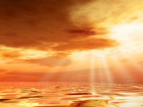 Sunset over the ocean Stock Illustration