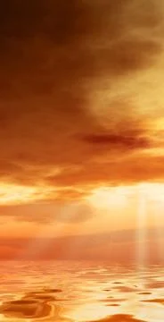 Sunset over the ocean Stock Illustration