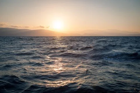 Sunset over ocean, nature composition Stock Photos