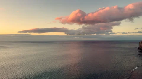 Sunset Over Ocean With Palm Tree Silhouettes and Sunburst Stock Footage 327543437