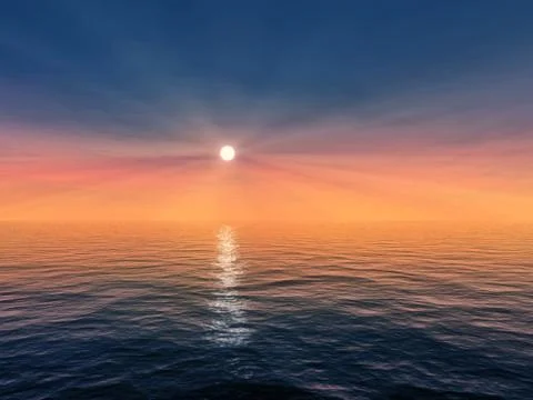 Sunset over the ocean Stock Photos