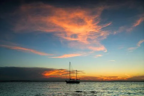 Sunset over the ocean Stock Photos