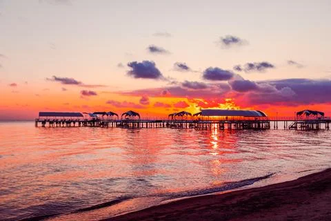 Sunset over the ocean Stock Photos