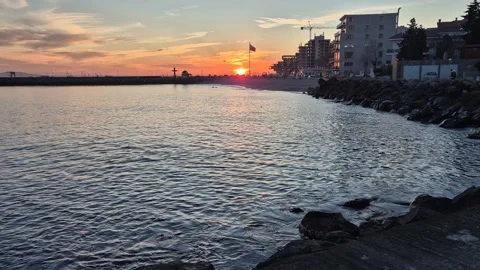 Sunset over Ocean Pier Stock Footage 300308503