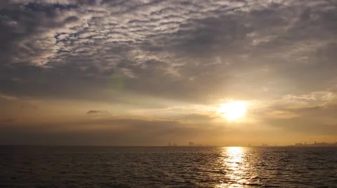 Sunset Over Ocean Real time Stock Footage 44403325