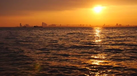 Sunset Over Ocean Real time Stock Footage 44403329