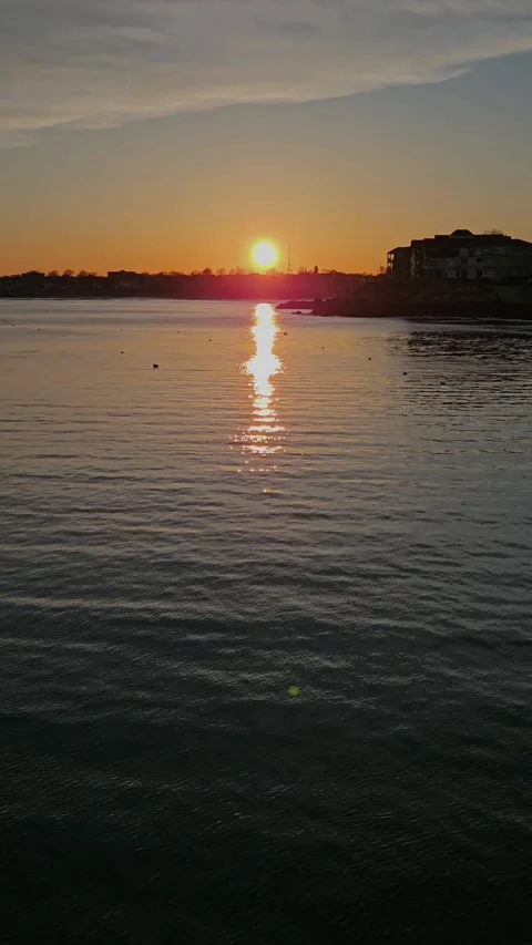 Sunset over the ocean shore line Stock Footage 274093427
