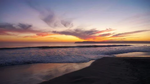 Sunset over the ocean in slow motion Stock Footage 87371372