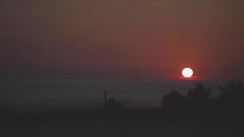 Sunset Over Ocean Sun Beautiful Sea Water Waves Stock Footage 176389480