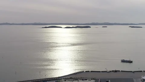 Sunset over ocean, sunset over the sea, drone shot Video stock 310930637