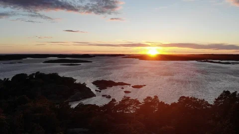 Sunset over the ocean in Sweden Stock Footage 111667469