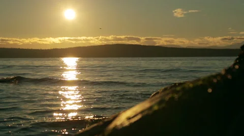 Sunset Over Ocean Tide on Beach Video stock 47003875