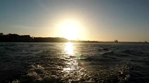 Sunset over Ocean - Timelapse of Beautiful Orange Sun Setting on Sea Stock Footage 66222770