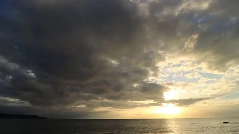 Sunset over ocean timelapse Stock Footage 124532809